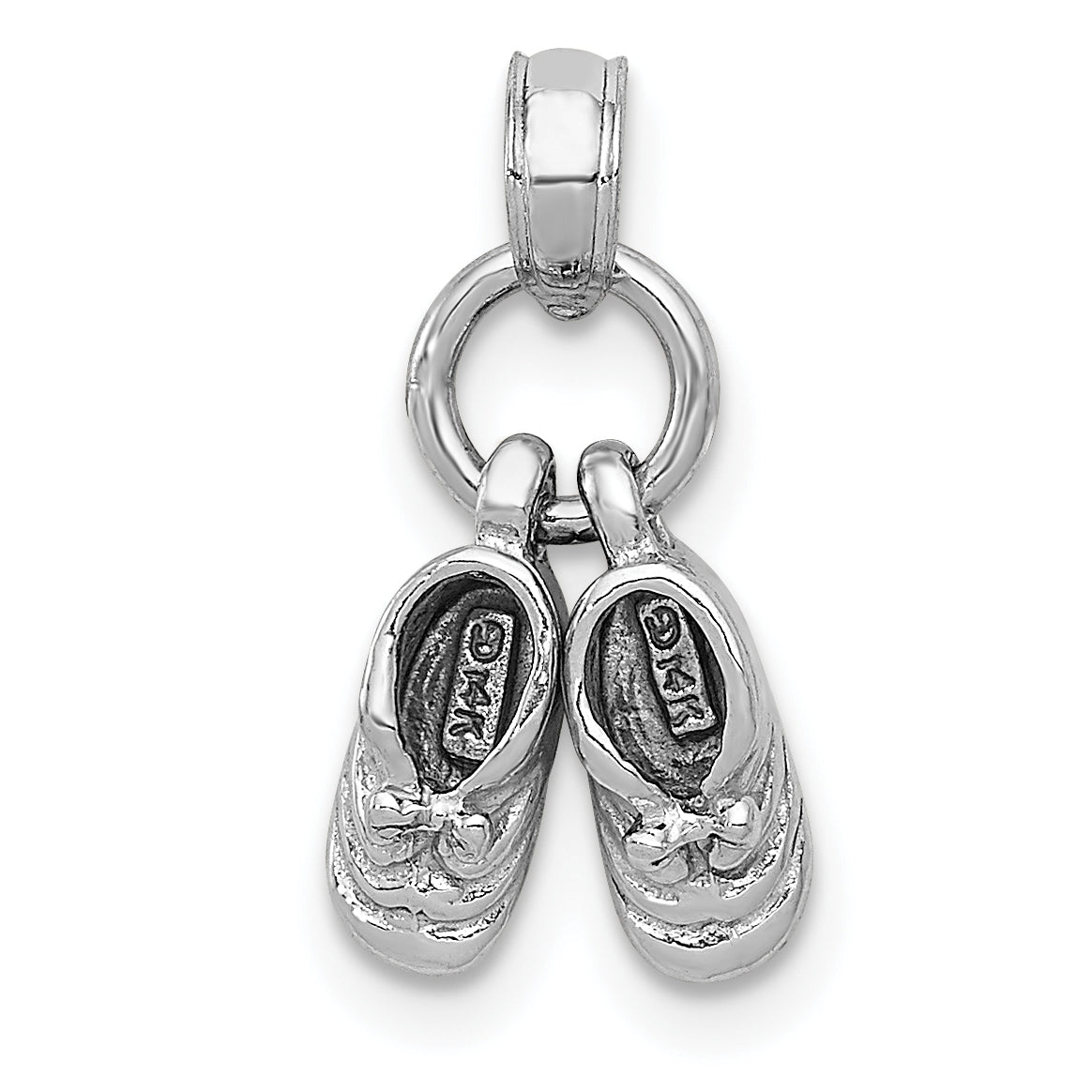 14k 3D Moveable White Gold Baby Shoes Charm Main image