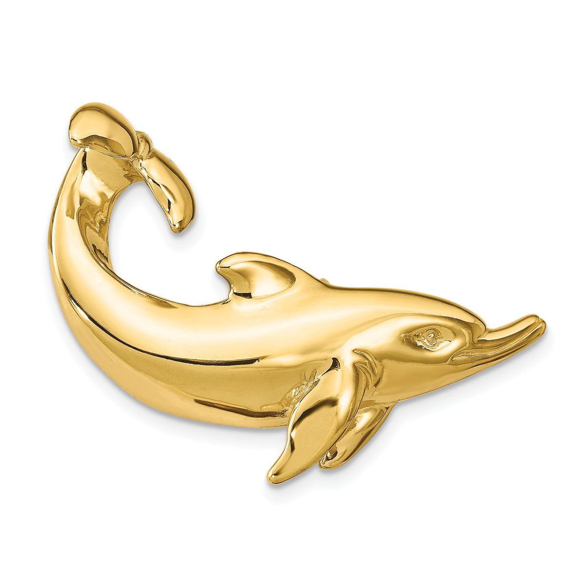 Large Dolphin Slide Pendant in 14K Yellow Gold - Sophia Jewelers Main image