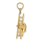 Biplane Charm in 14K Yellow Gold with Ribbed Wings, 34mm Textured - Sophia Jewelers