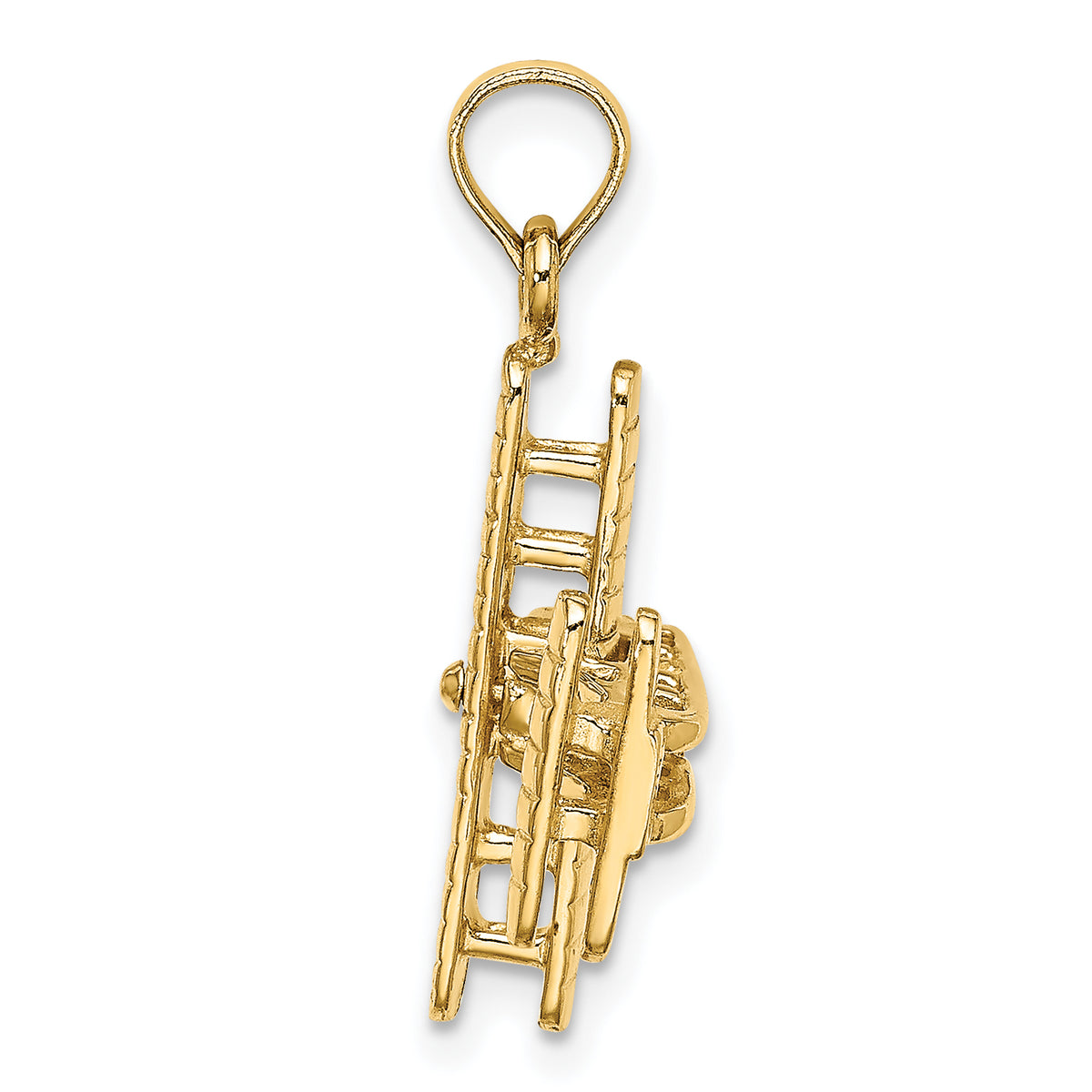 Biplane Charm in 14K Yellow Gold with Ribbed Wings, 34mm Textured - Sophia Jewelers