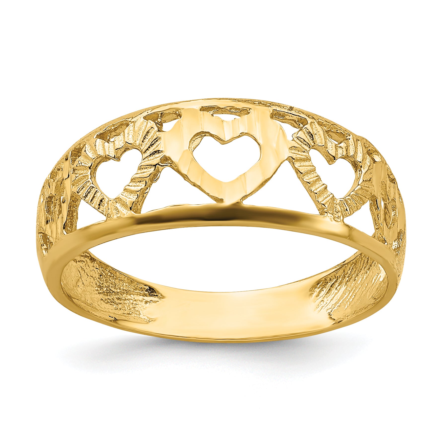 14k Diamond-cut 5 Heart Ring Main image