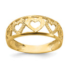 14k Diamond-cut 5 Heart Ring