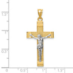 14k Two-tone INRI Crucifix Pendant