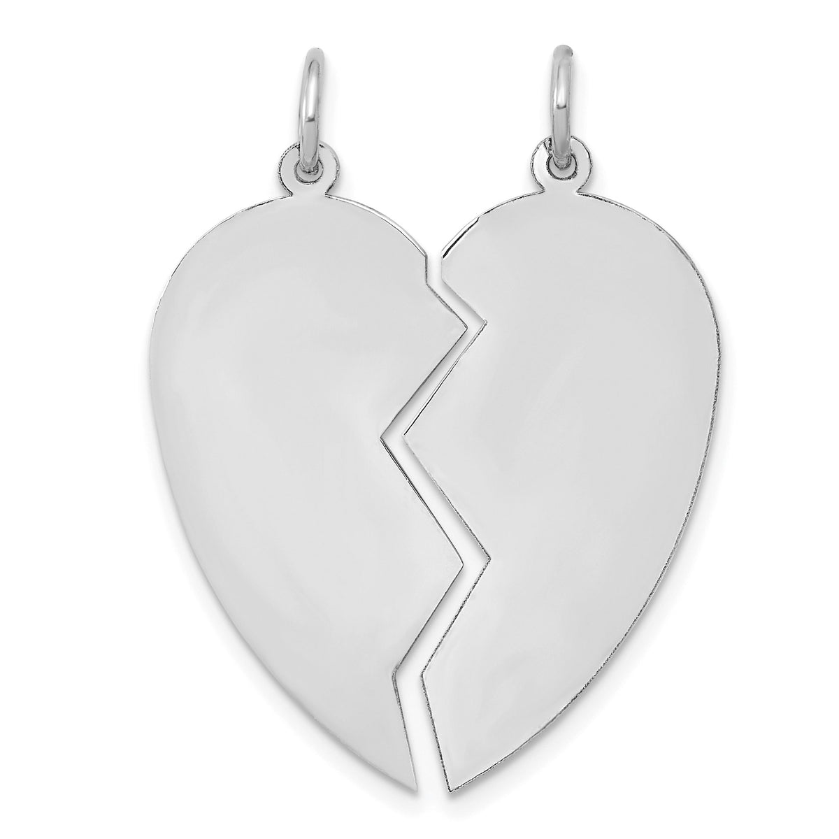 2-Piece Heart Charm Set in 14K White Gold, 24mm Engravable - Sophia Jewelers Main image