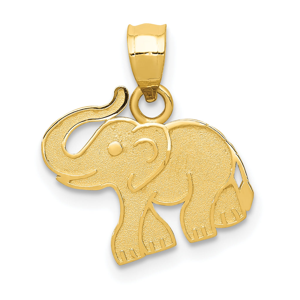Elephant Charm in 14K Yellow Gold, 16mm Satin & Polished - Sophia Jewelers