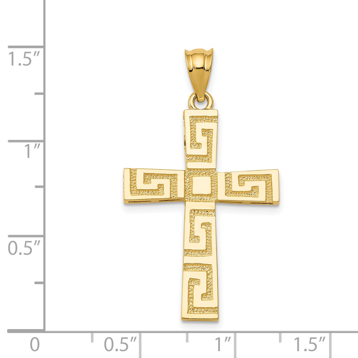 14K Yellow Gold Polished Greek Key Cross Pendant