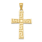 14K Yellow Gold Polished Greek Key Cross Pendant