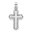 14K White Gold w/ Lace Trim and Polished Center Cross Charm
