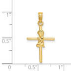 14k Praying Boy Cross Charm