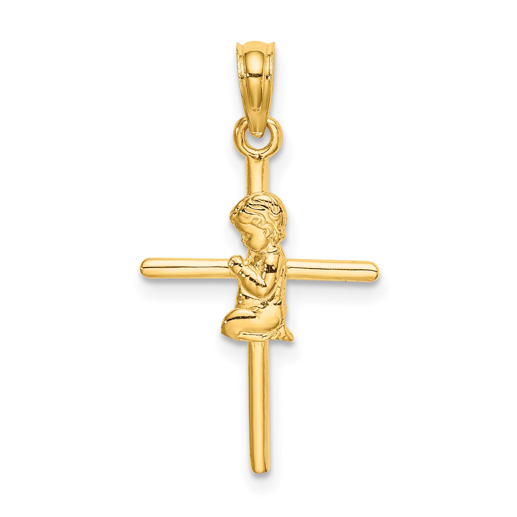 14k Praying Boy Cross Charm Main image