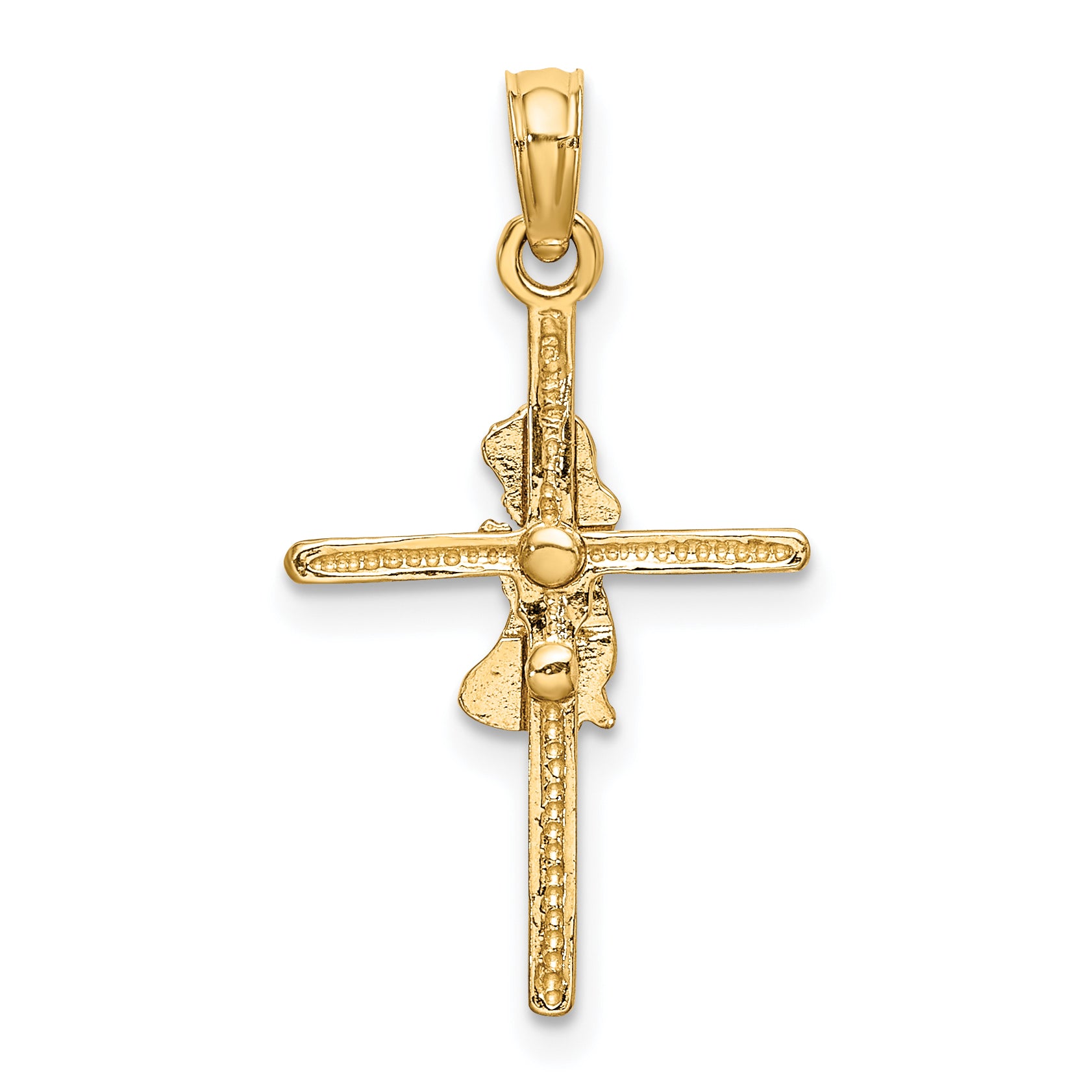 14k Praying Girl Cross Charm