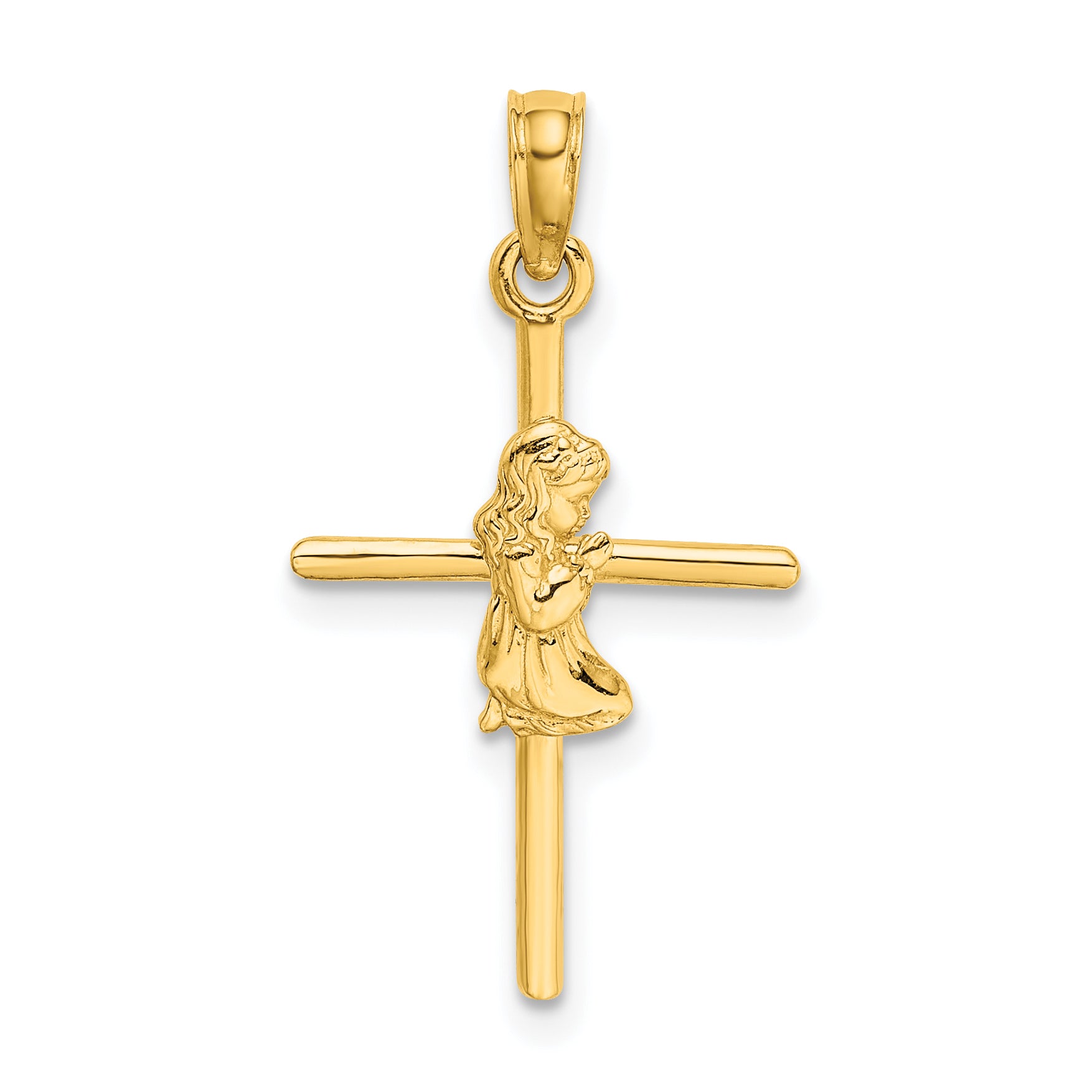14k Praying Girl Cross Charm Main image