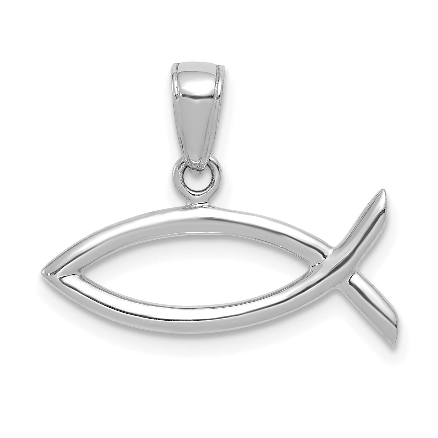 14k White Gold Ichthus Fish Pendant Main image