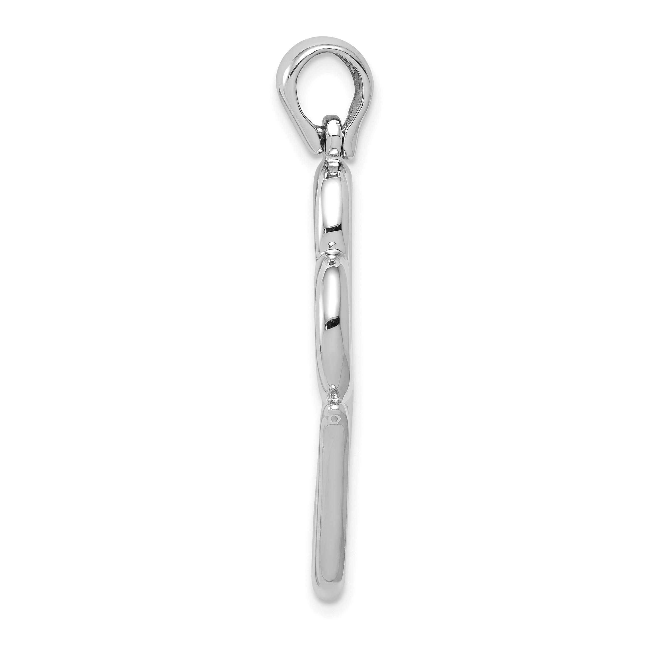 14K White Gold 3-D Solid Double Hanging Hearts Pendant Secondary image