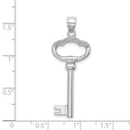 14K White Gold 3D KEY TO MY HEART Key Charm