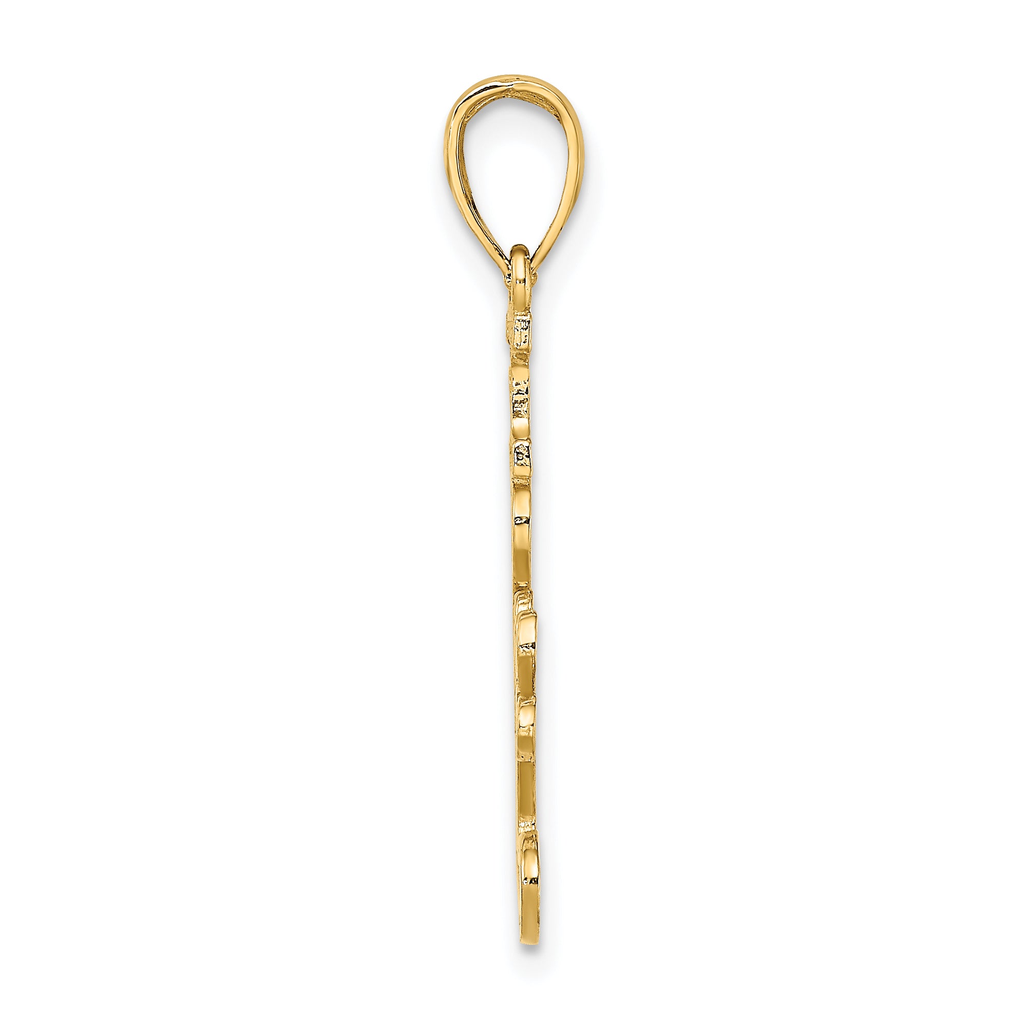 14K Textured I LOVE YOU Charm