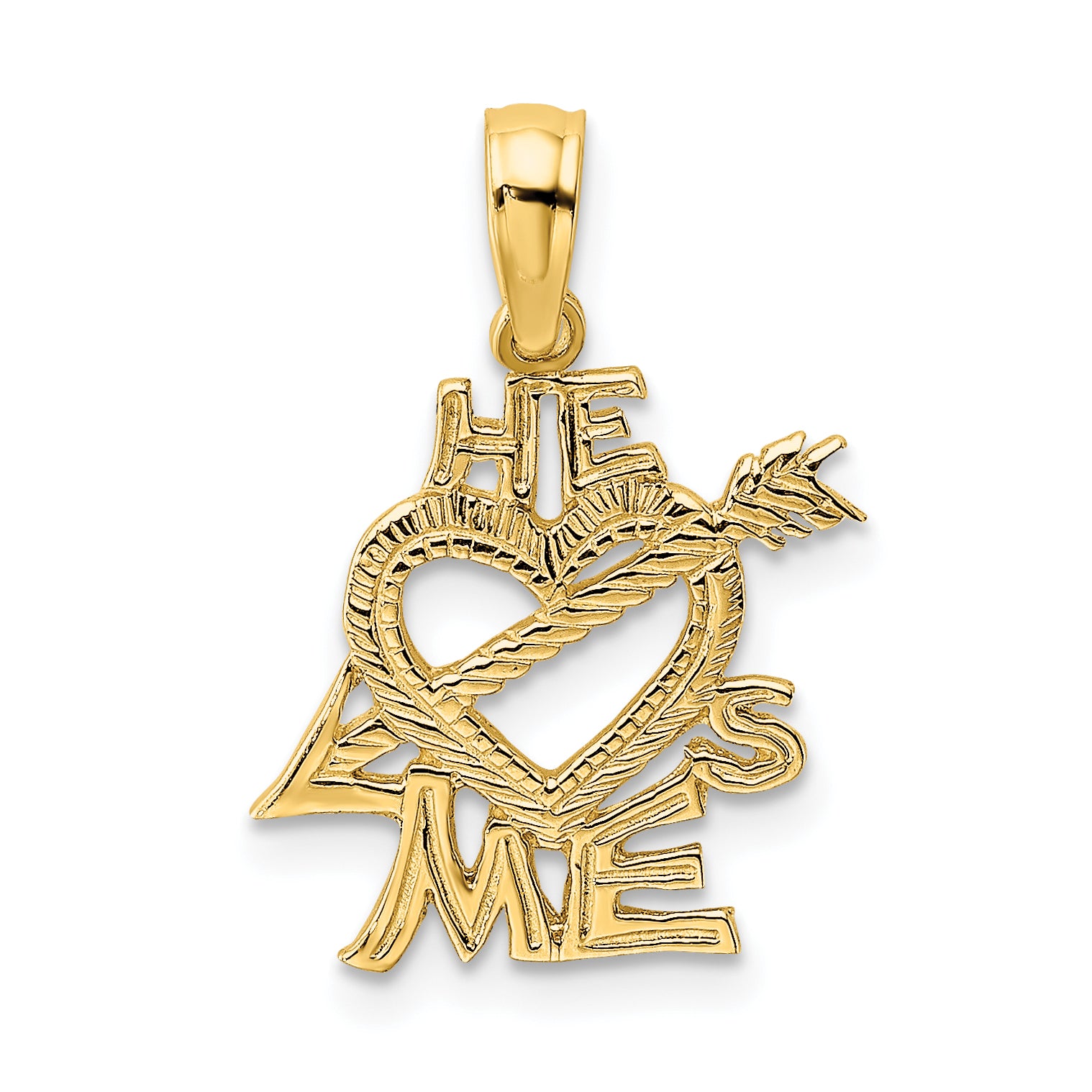 14K HE LOVES ME Heart Charm Main image