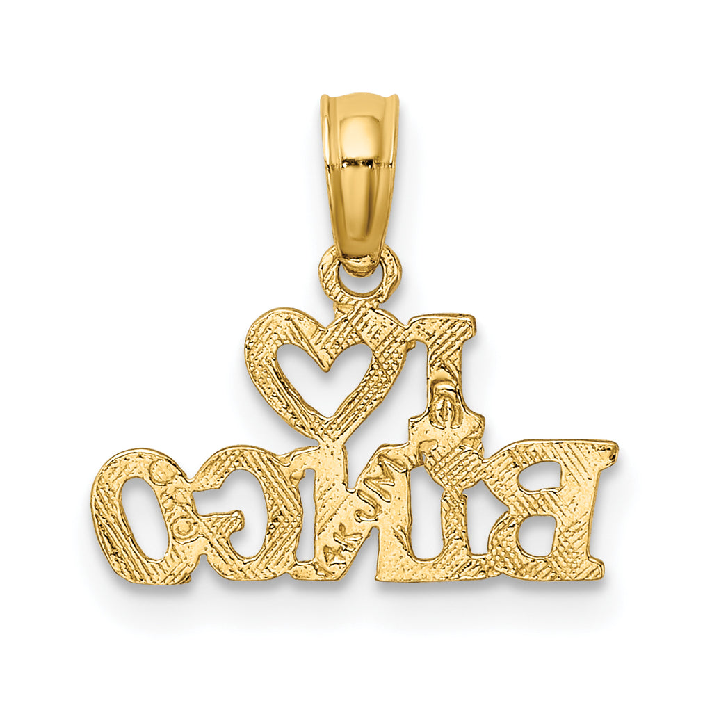 14K Polished/Textured I LOVE BINGO Charm