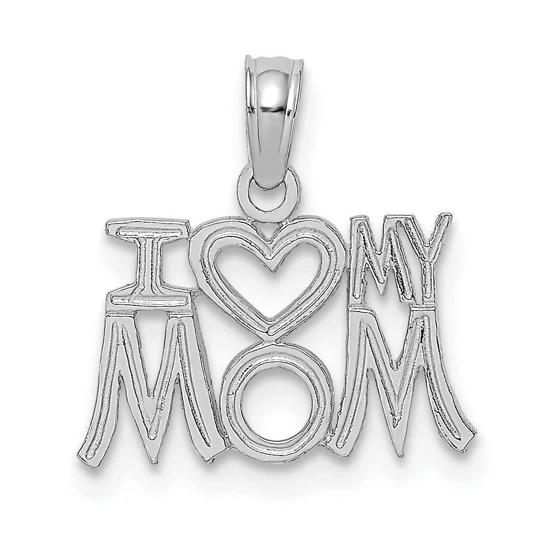 14K White Gold I HEART MY MOM Pendant Main image