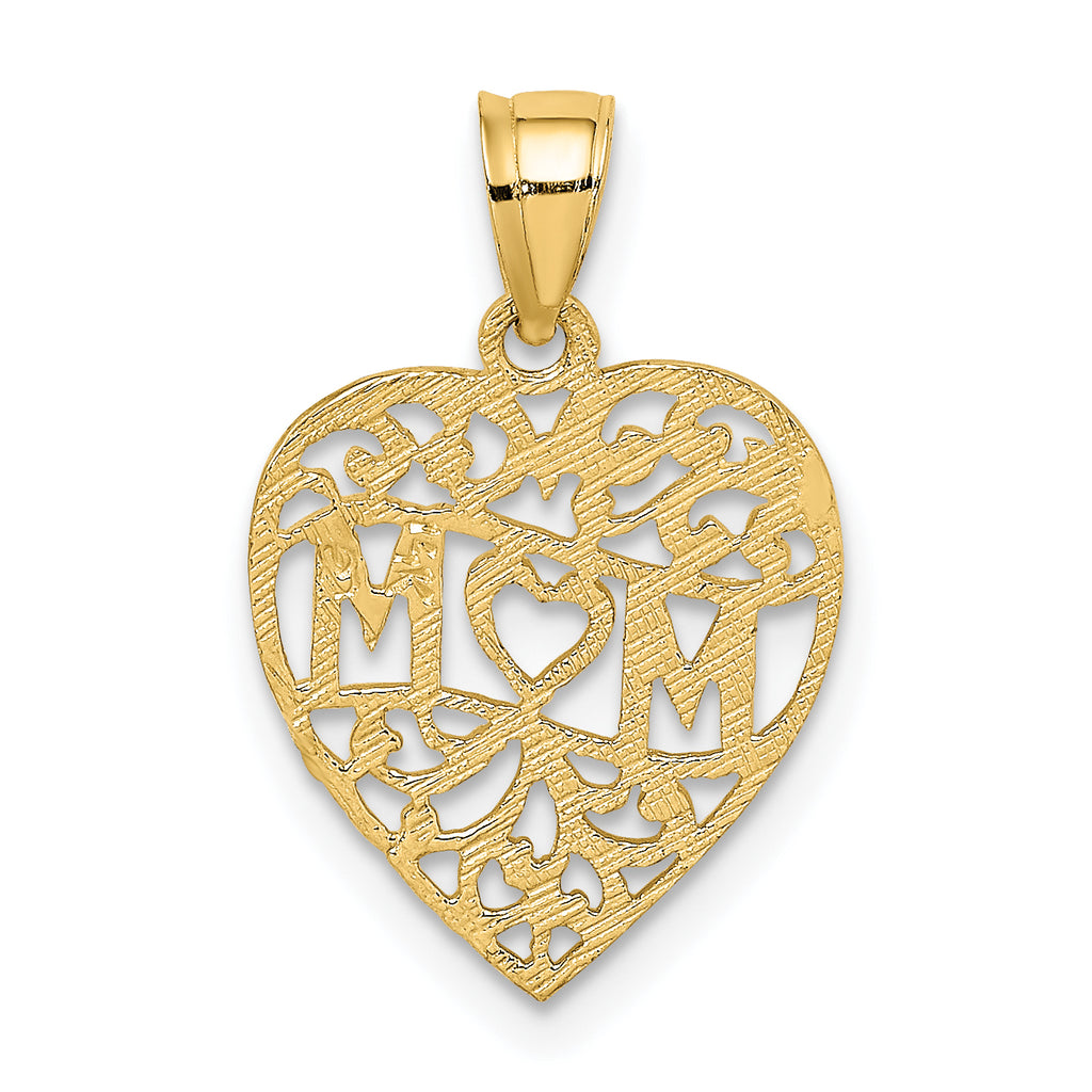 14K MOM in Heart Charm