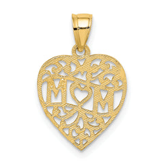 14K MOM in Heart Charm