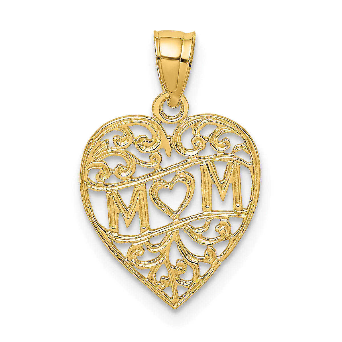 14K MOM in Heart Charm