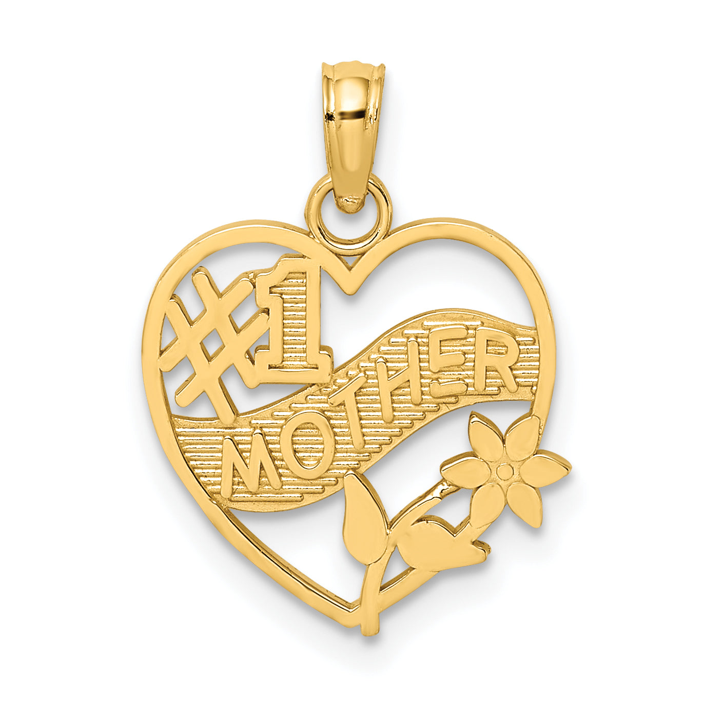 14K #1 MOTHER in Heart Frame Charm Main image