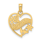 14K #1 MOTHER in Heart Frame Charm