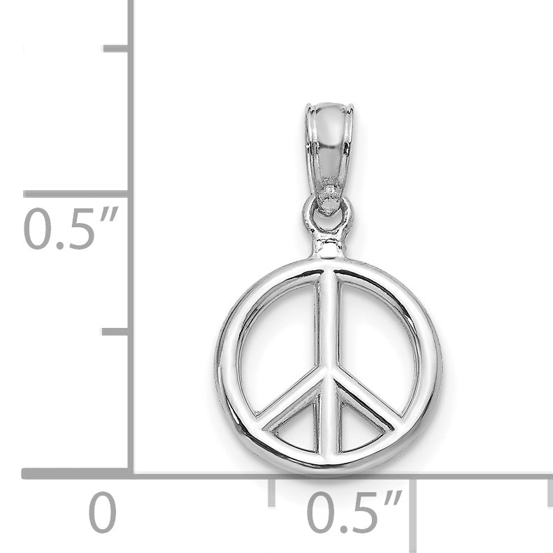 14K White Gold Polished 3-D Peace Symbol Pendant