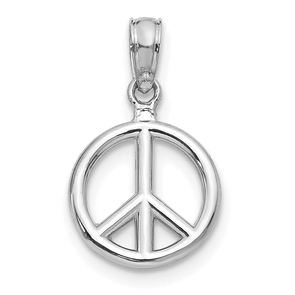 14K White Gold Polished 3-D Peace Symbol Pendant