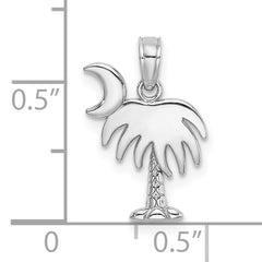 14K White Gold Polished Charleston Palm Tree w/ Moon Charm