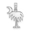 14K White Gold Polished Charleston Palm Tree w/ Moon Charm