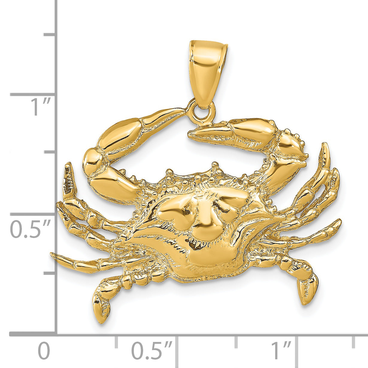 10K None Large Blue Crab Pendant - view 3