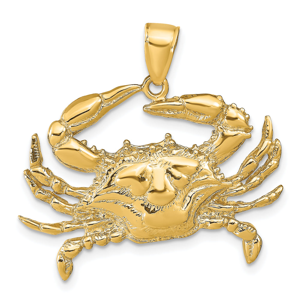 10K None Large Blue Crab Pendant