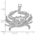 14K White Gold Blue Crab Pendant