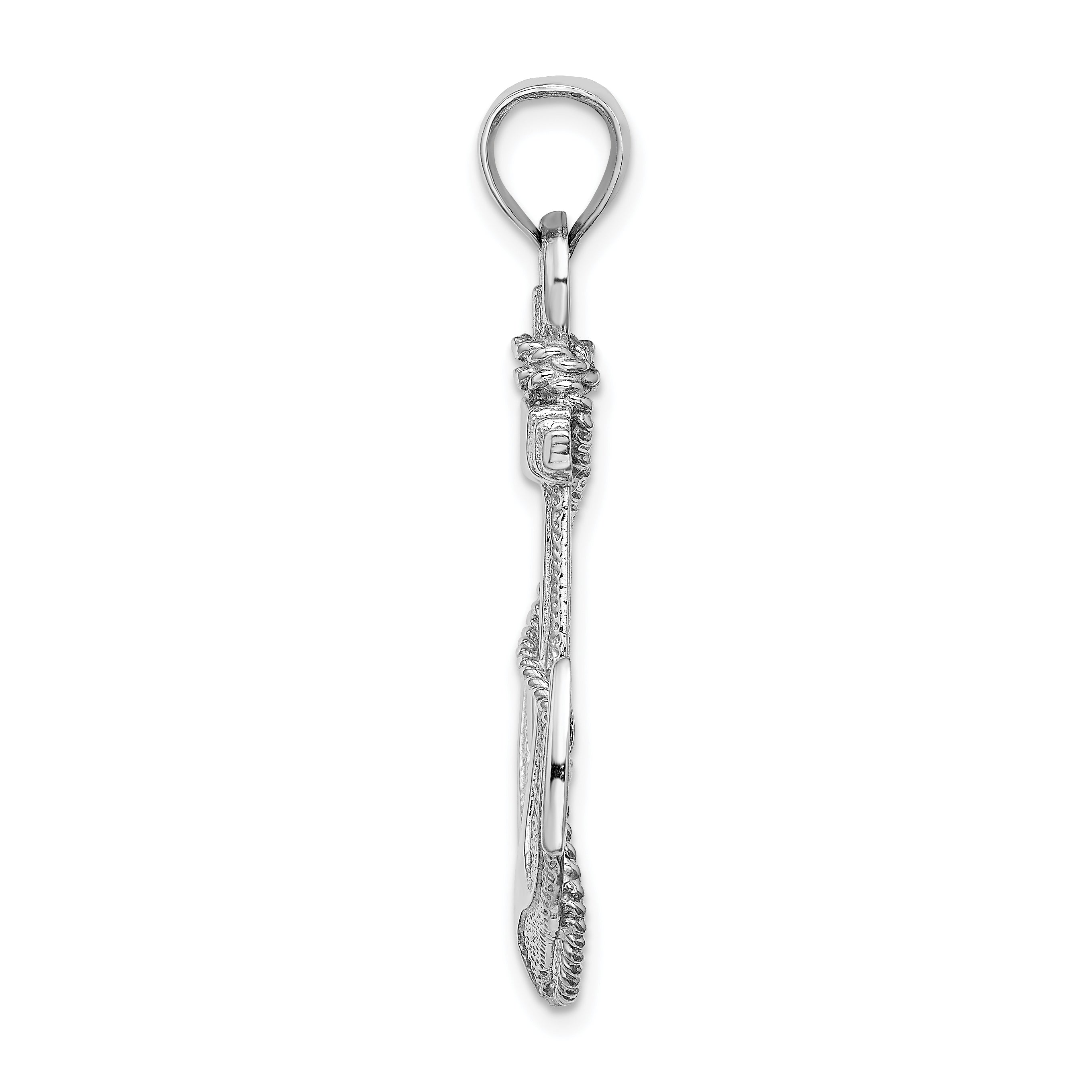 14K White Gold Anchor with Rope Pendant