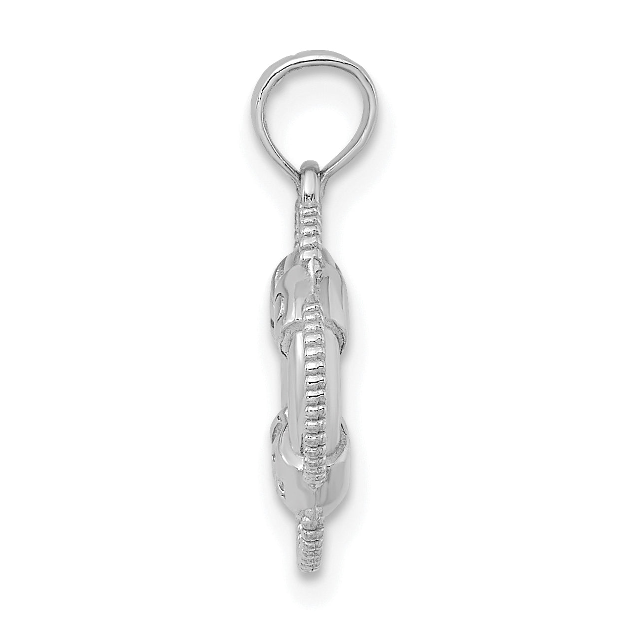 14K White 3D Gold Lifesaver Pendant