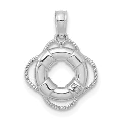 14K White 3D Gold Lifesaver Pendant