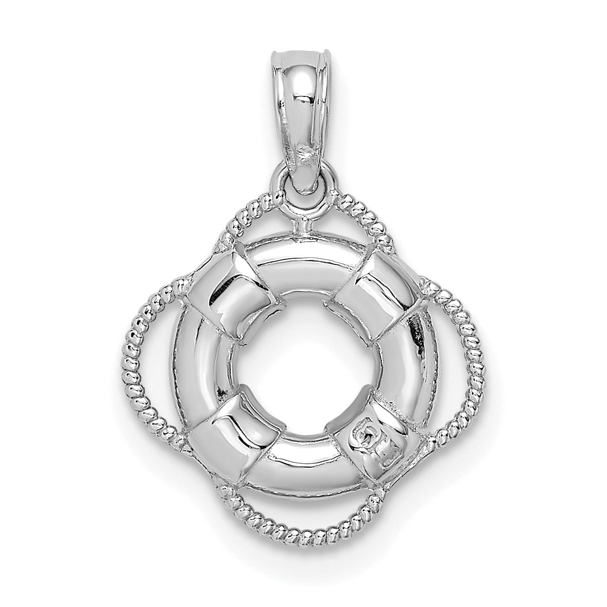 14K White 3D Gold Lifesaver Pendant Main image
