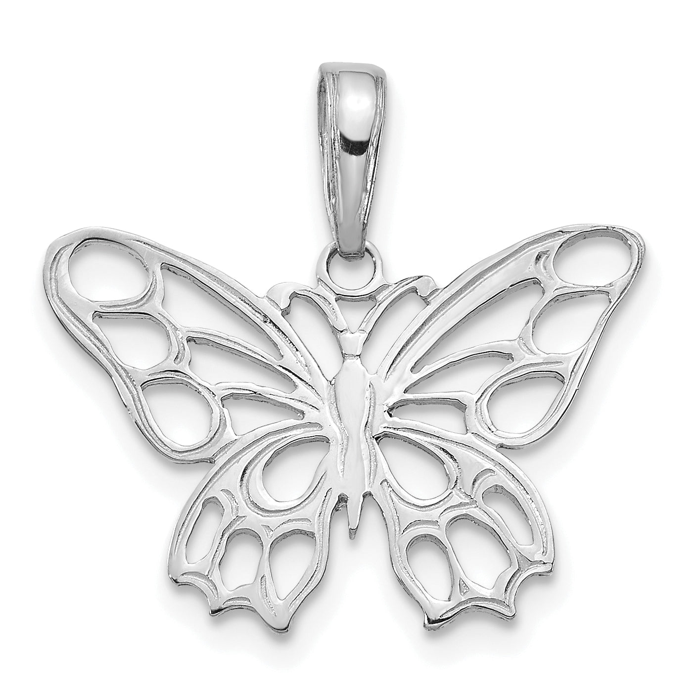 14k White Gold Polished Butterfly Cut-out Pendant Main image