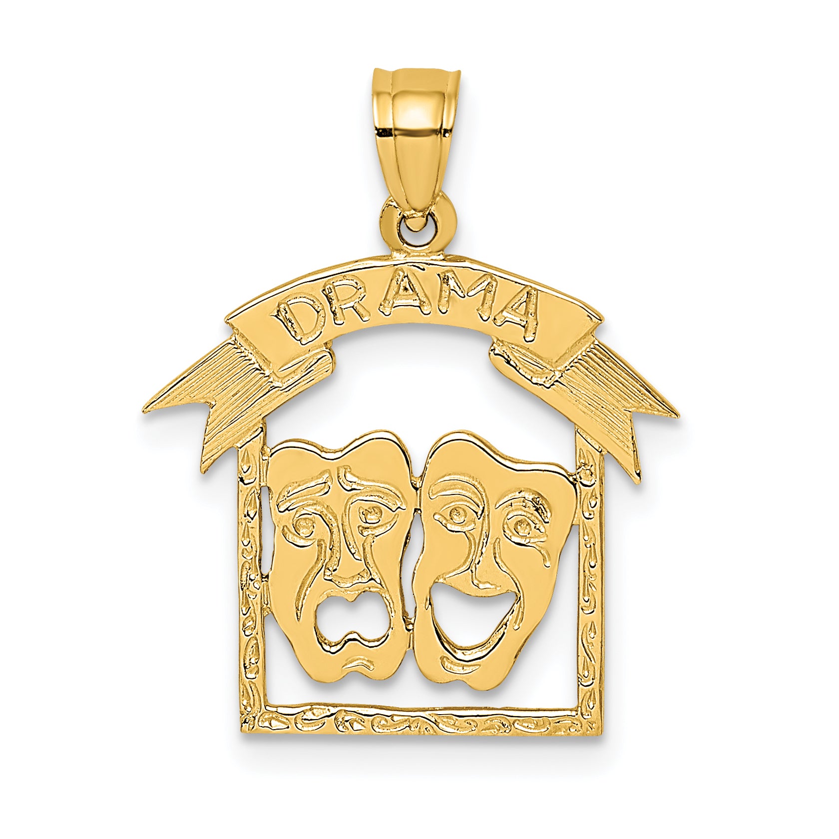 14K Comedy/Tragedy Drama Story in Frame Charm Main image