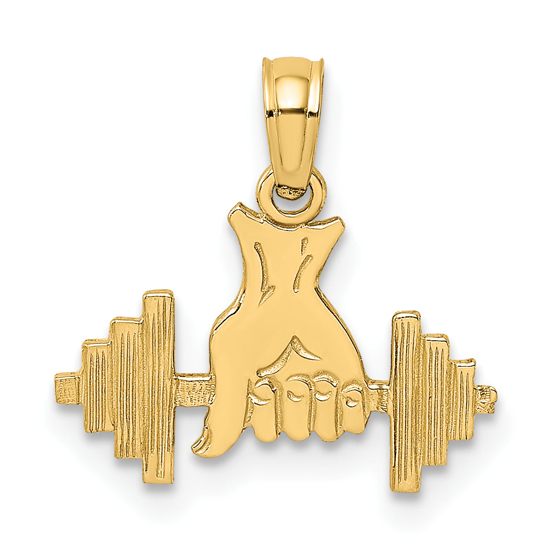 14K Hand Holding Barbell Charm Main image