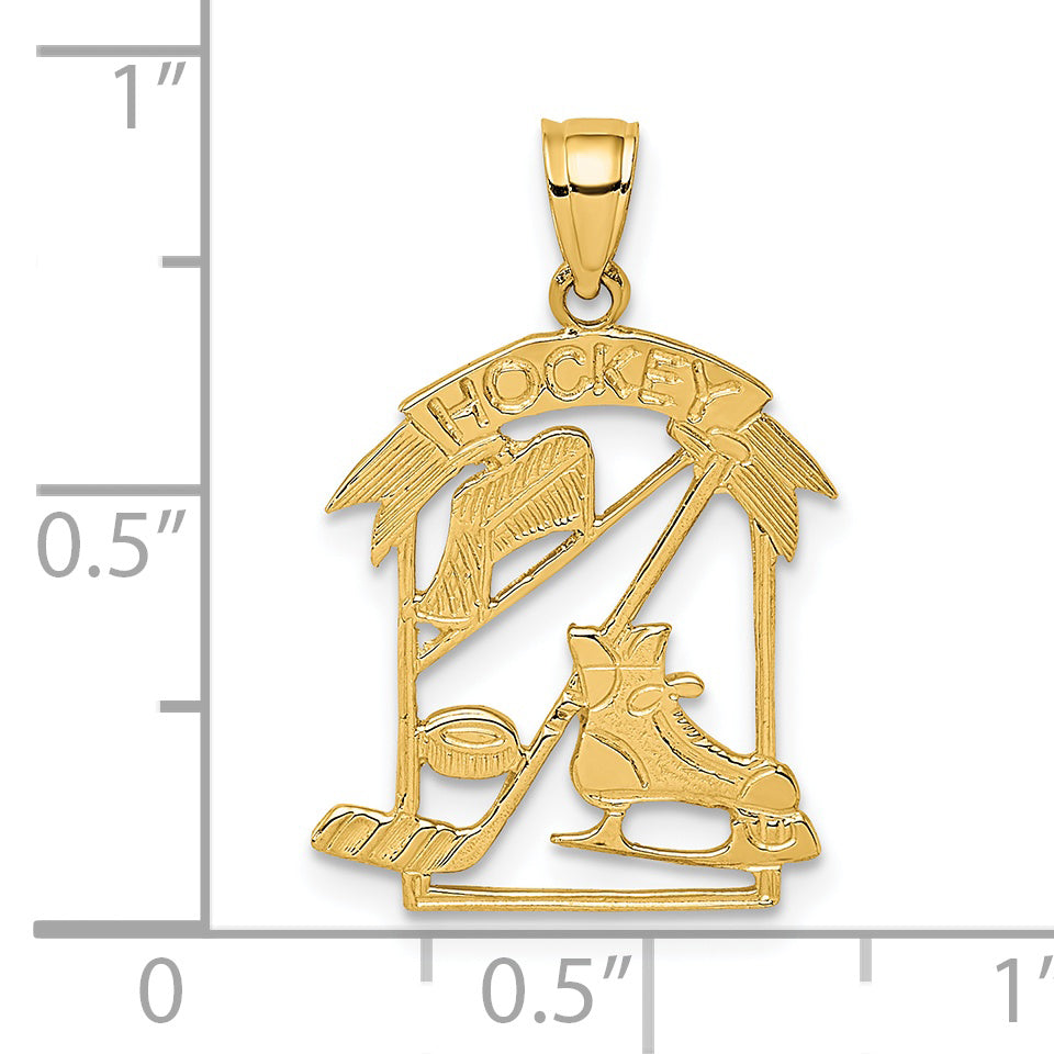 14K Hockey Story Framed Charm