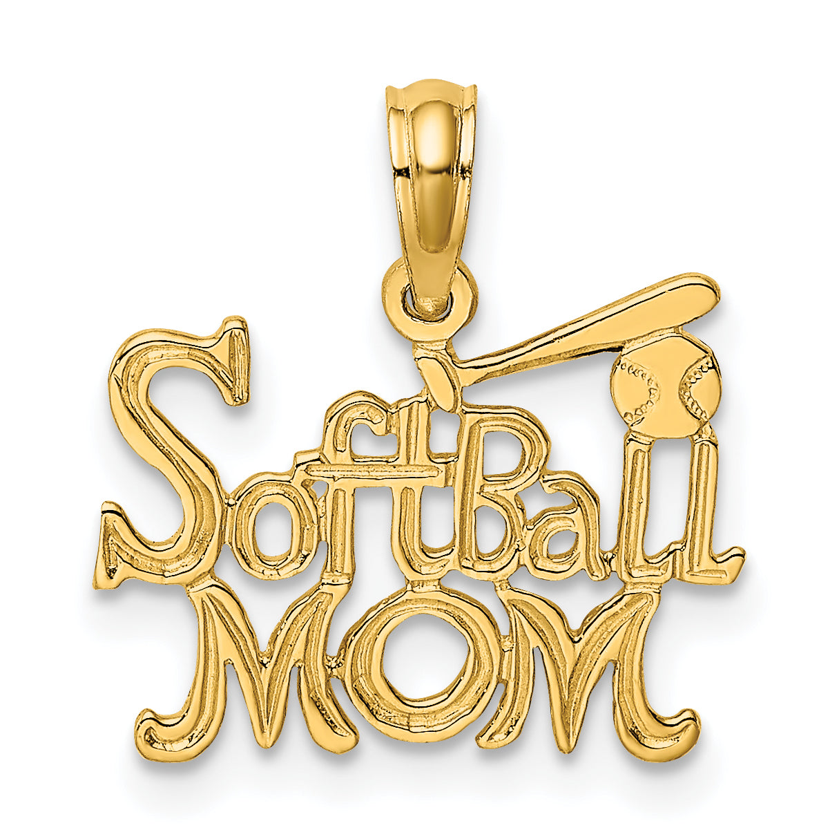 14K SOFTBALL MOM w/ Bat And Ball Charm Main image
