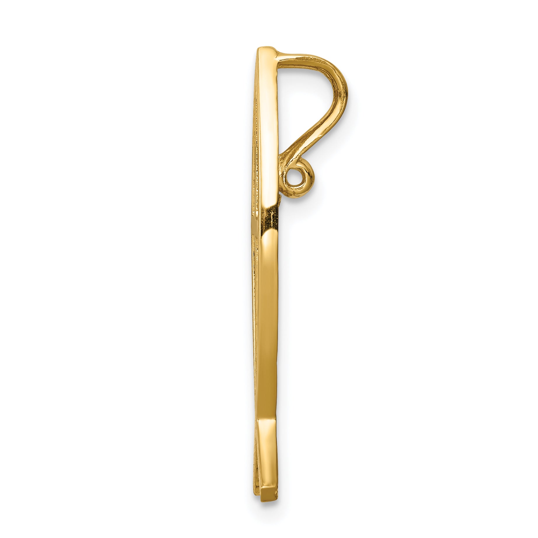 14K Yellow Gold Polished Ichthus Cross Fish Chain Slide Pendant