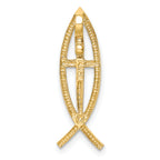 14K Yellow Gold Polished Ichthus Cross Fish Chain Slide Pendant