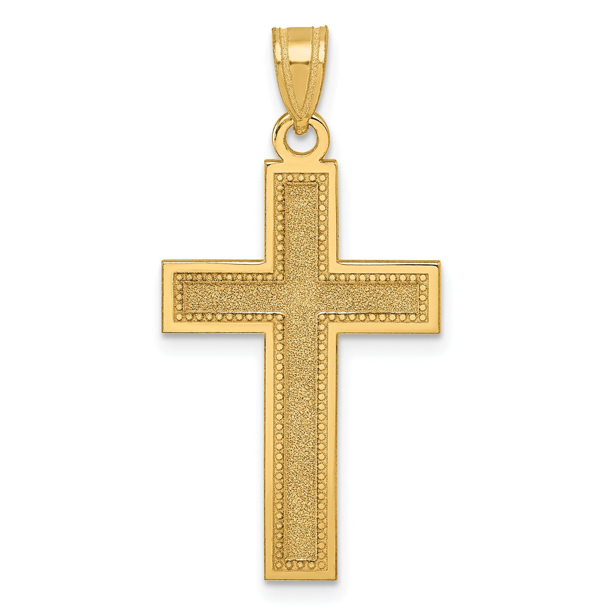 Large Cross Pendant in 14K Yellow Gold, 38mm Satin - Sophia Jewelers Main image