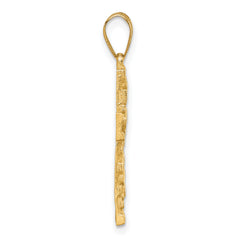 14K Polished/Textured Nugget Style Cross Pendant