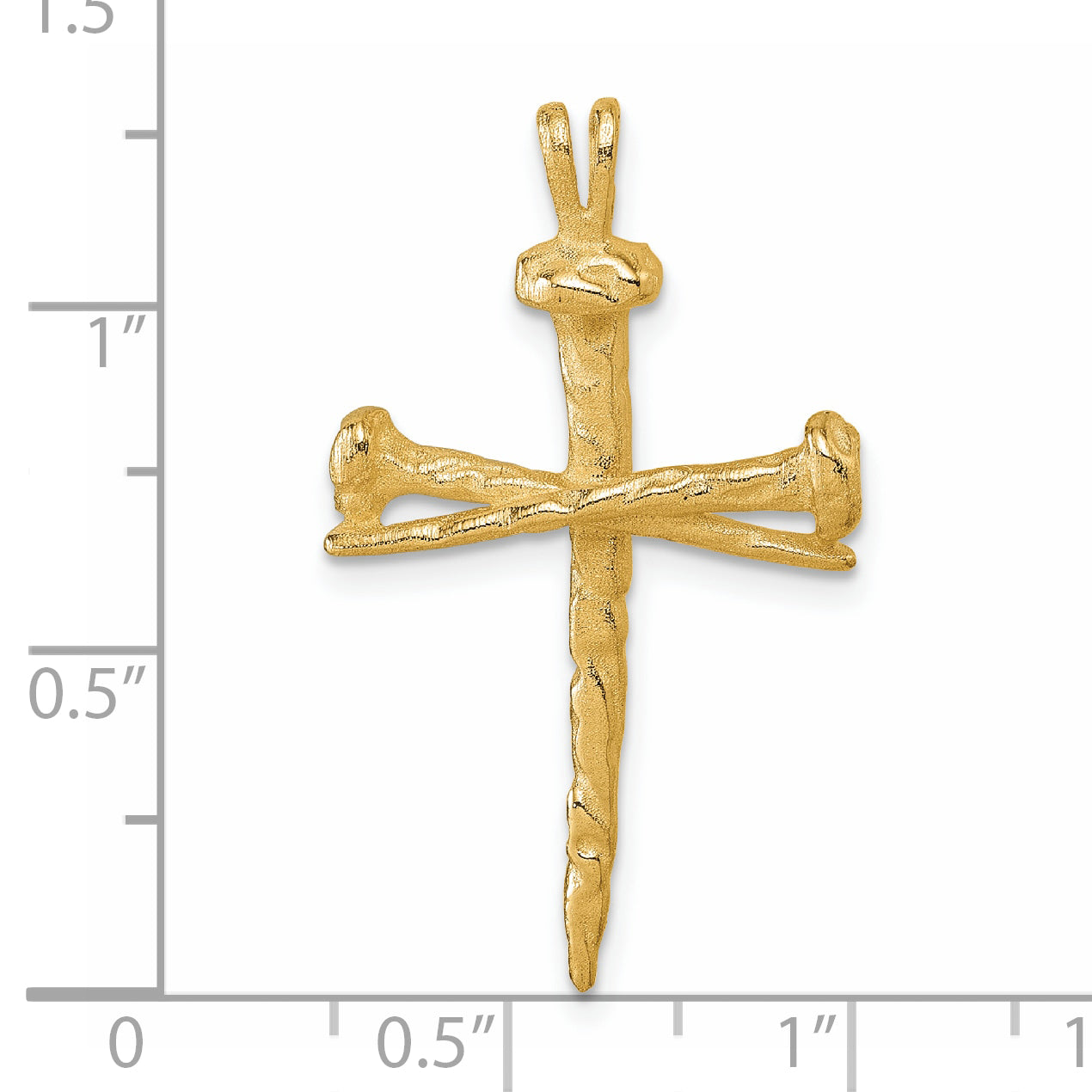 14K Polished Nail Cross Charm