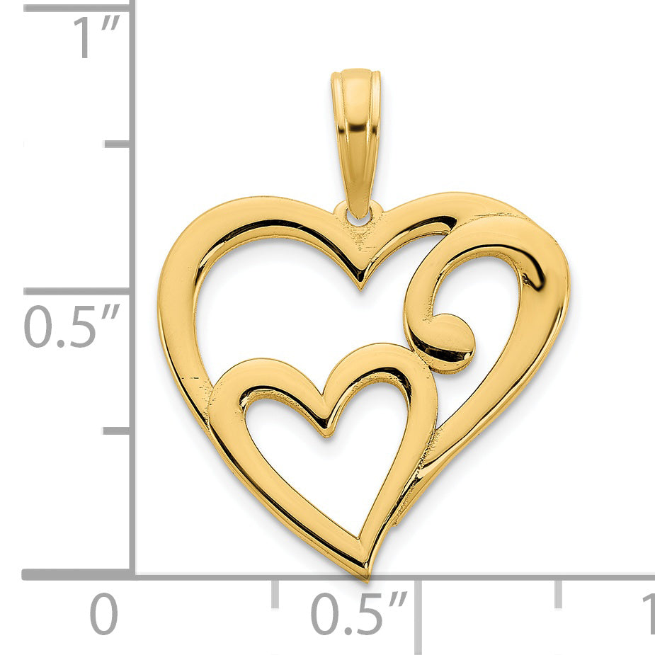 14k Heart in Heart Pendant